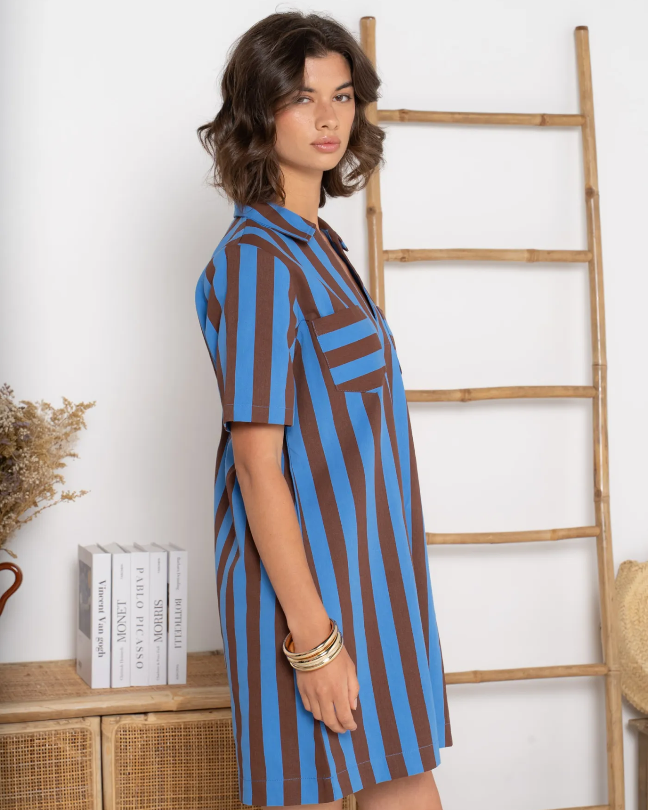 Soft Denim Dress Blue/Brown