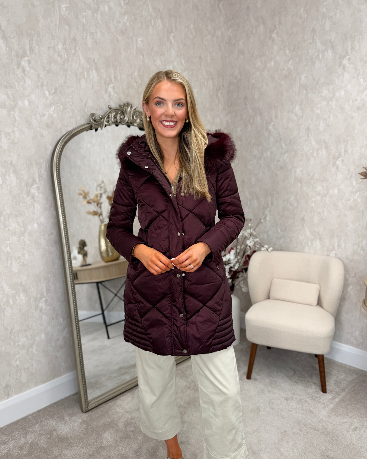 Burgundy Puffer Coat