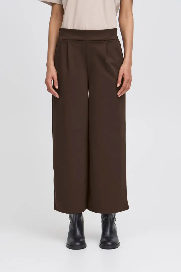 Kate Cropped Wide Pants Chocolate Brown