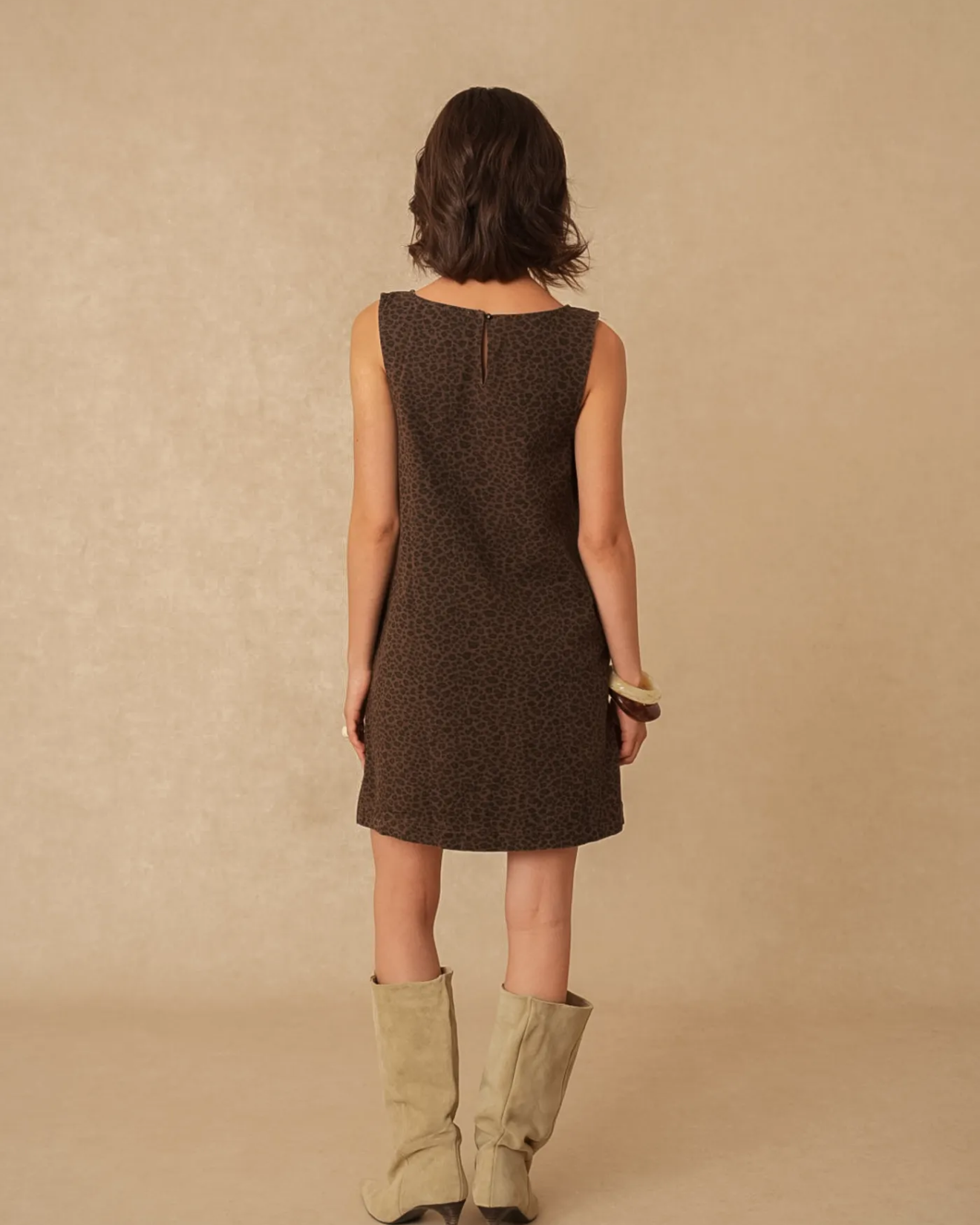 Animal Print Soft Denim Pinafore