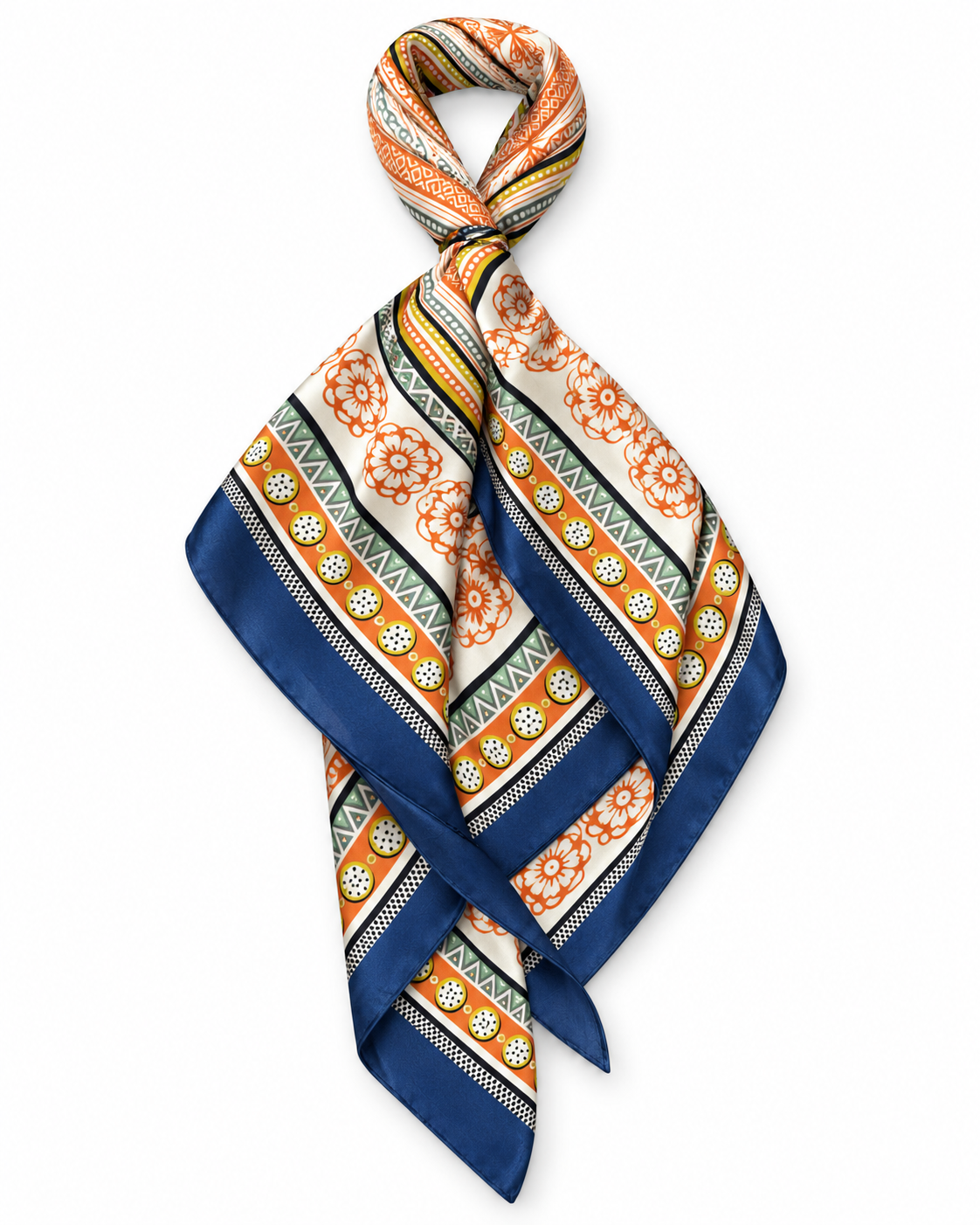Lotta Navy Orange Printed Scarf