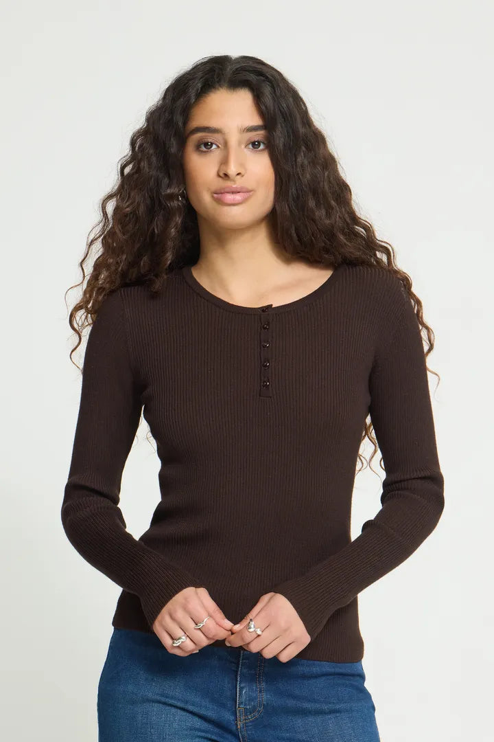 Luls Ribbed Top Brown
