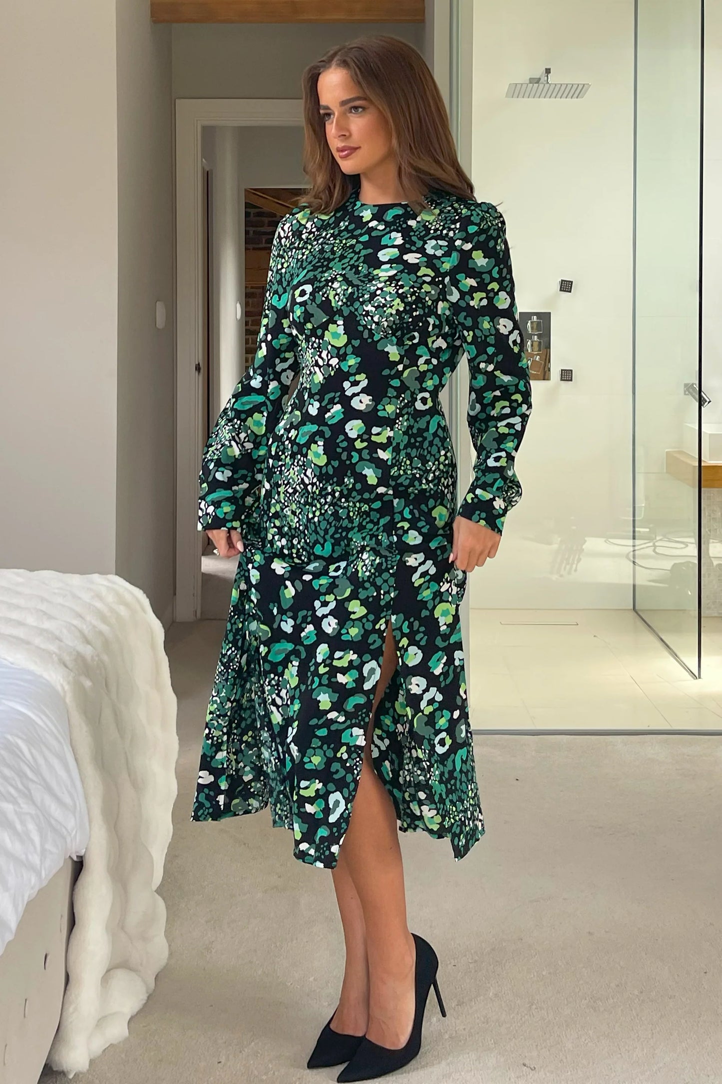 Cass Green Animal Sweetheart Midi Dress