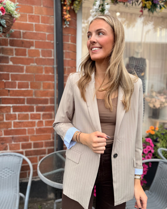 Pin Stripe Blazer Beige