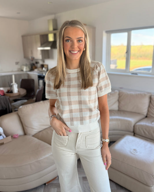 Gingham Knit Top