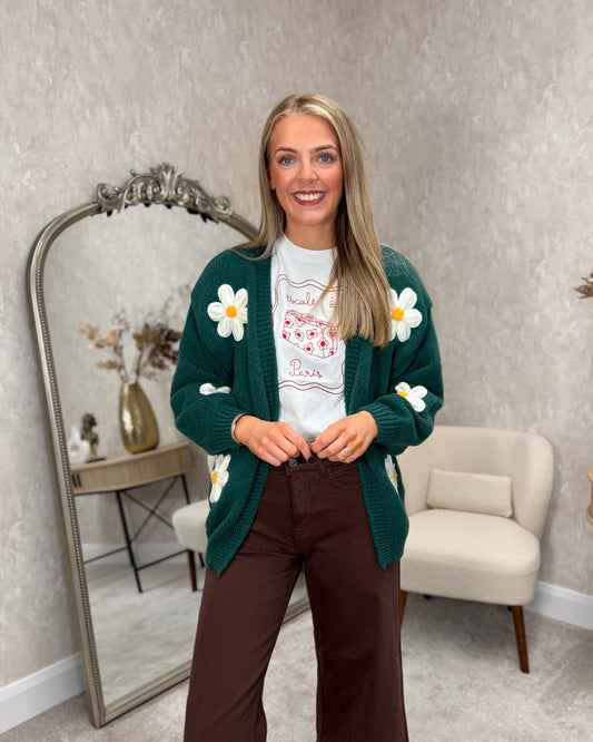 Daisy Knit Cardigan Green