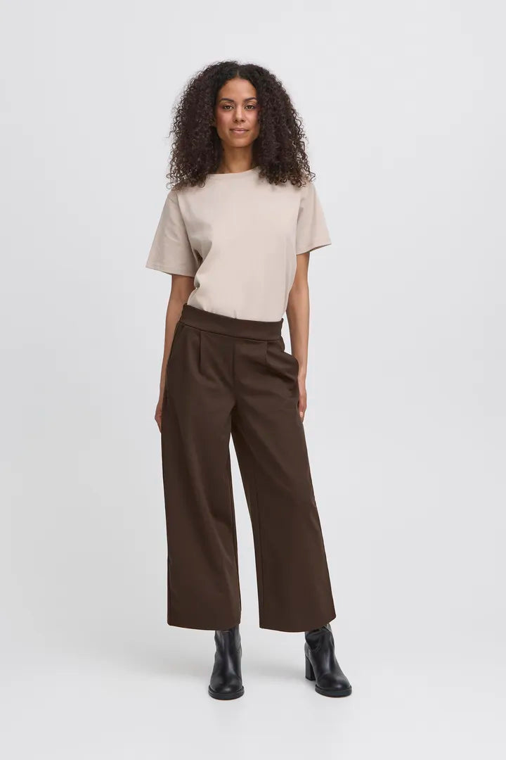 Kate Cropped Wide Pants Chocolate Brown