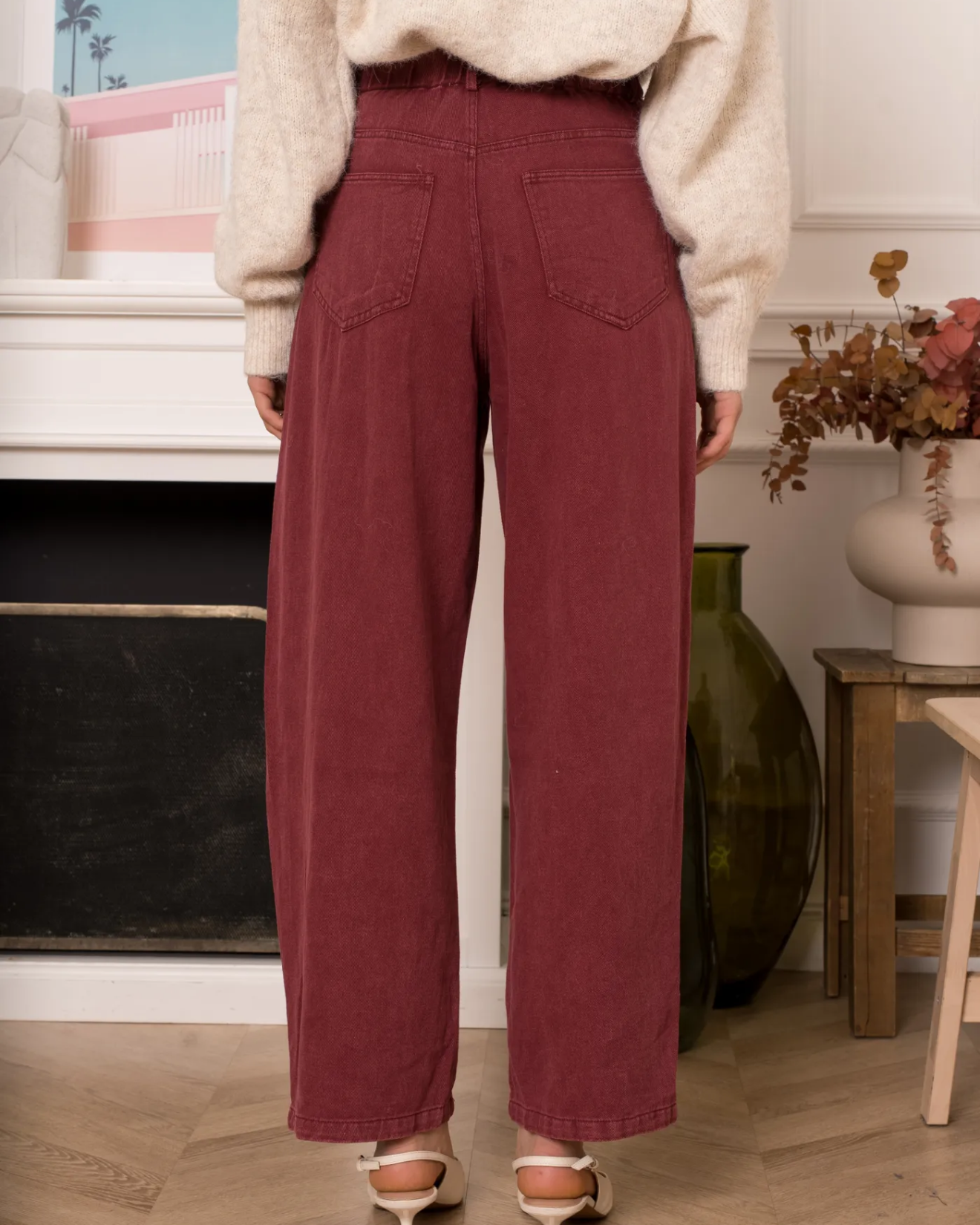 Soft Barrel Jeans - Burgundy