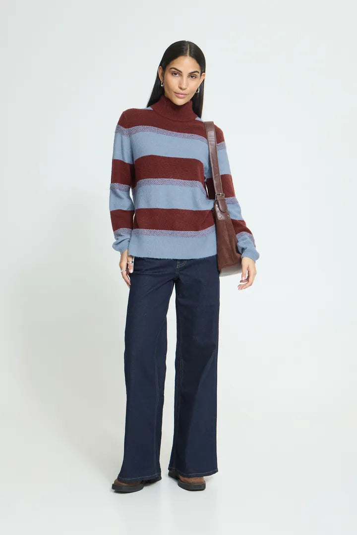 Edeen Pullover Blue/Maroon
