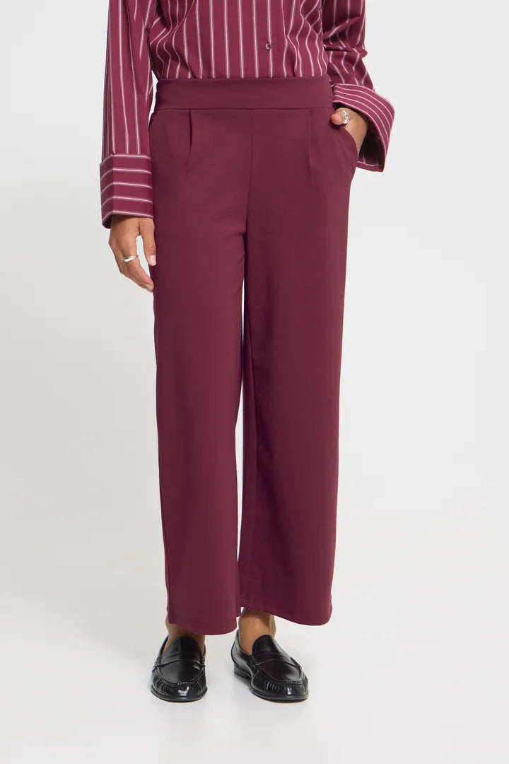 Kate Cropped Wide Pants Burgundy