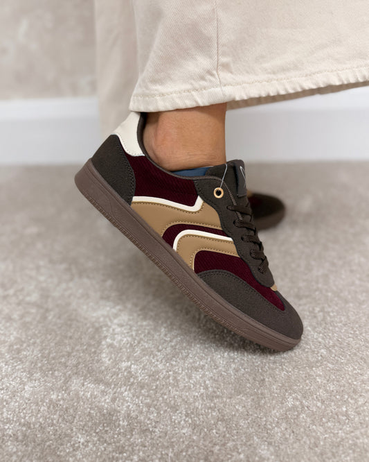 Lunar Jersey Brown Burgundy Trainers