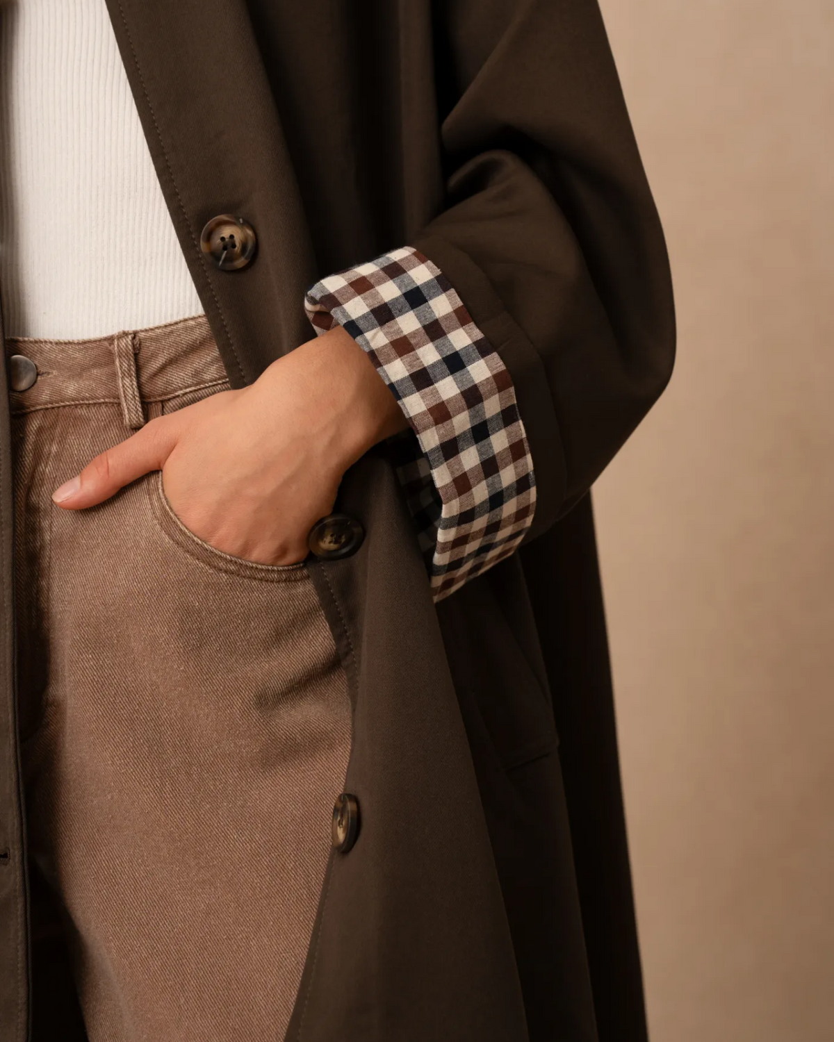 Brown long trench coat
