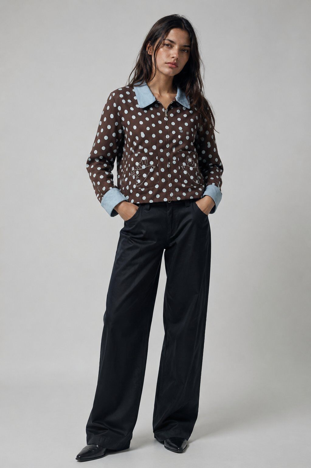Brown Blue Polka Dot jacket