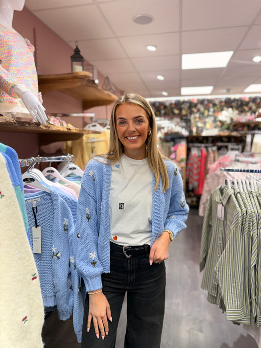 Blue Flower Chunky Cardigan