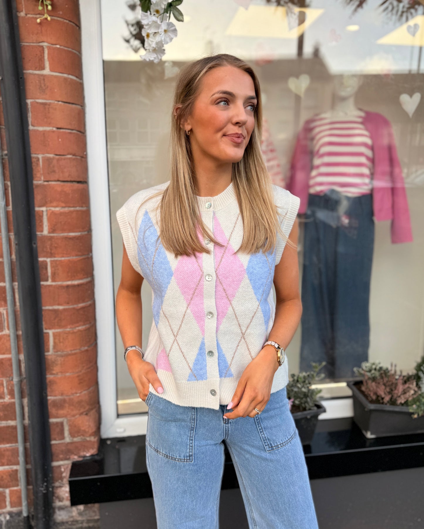 Argyle Cream Waistcoat 2048