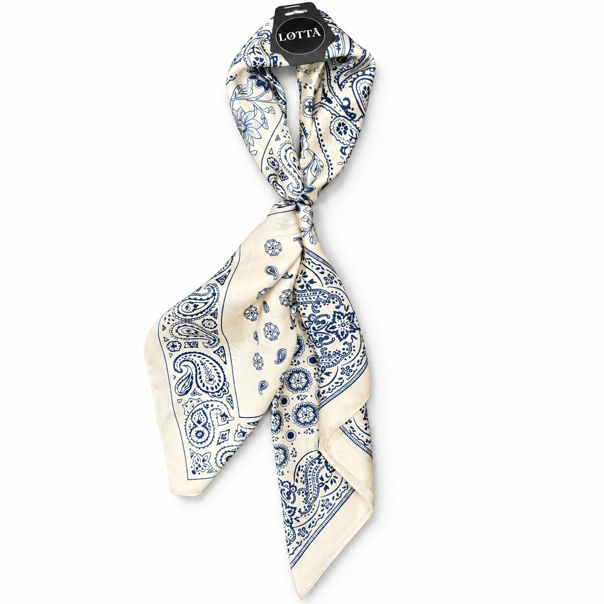Lotta Cream Navy Paisley Neck Scarf