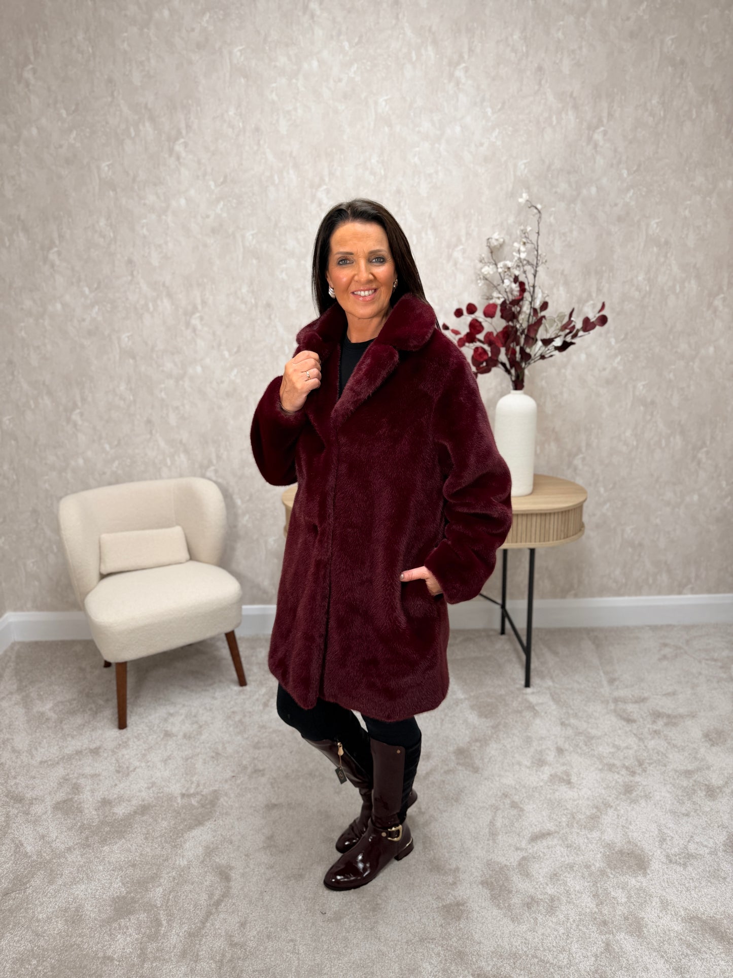 Maroon Fur Coat