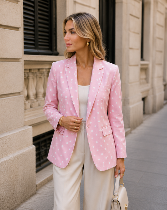 Pink Polka Dot Blazer