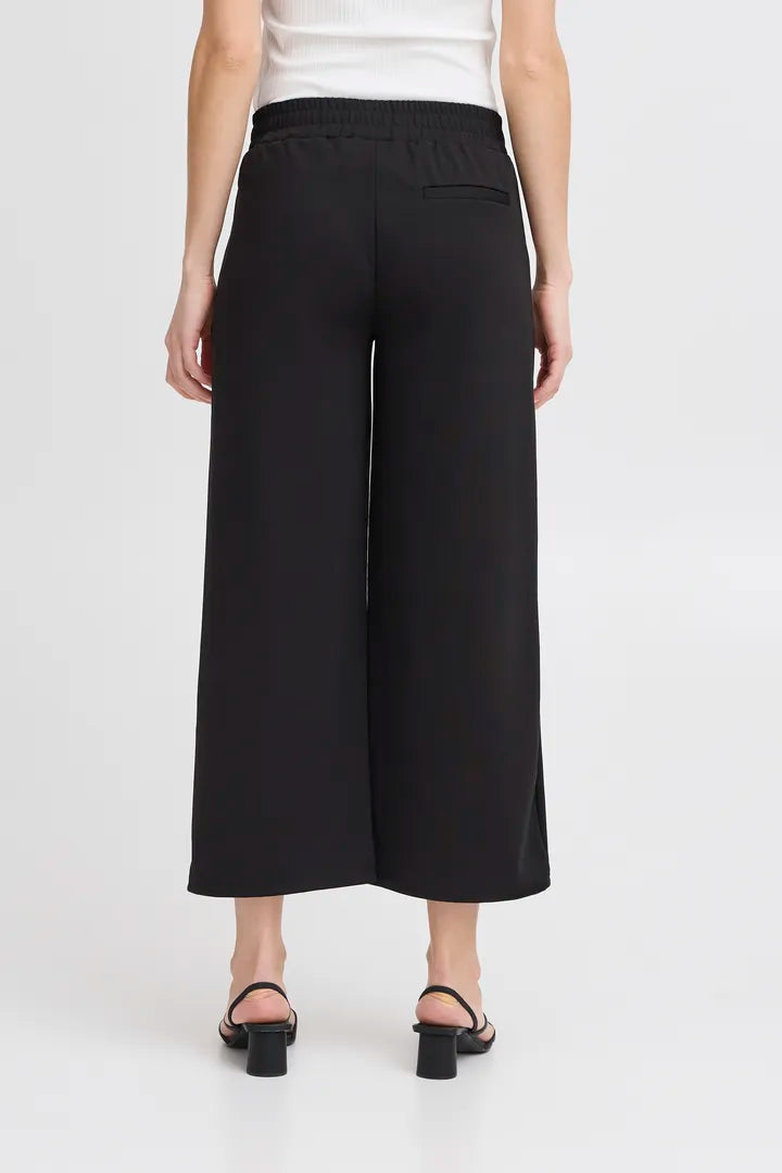 Kate Cropped Wide Pants Chocolate Black