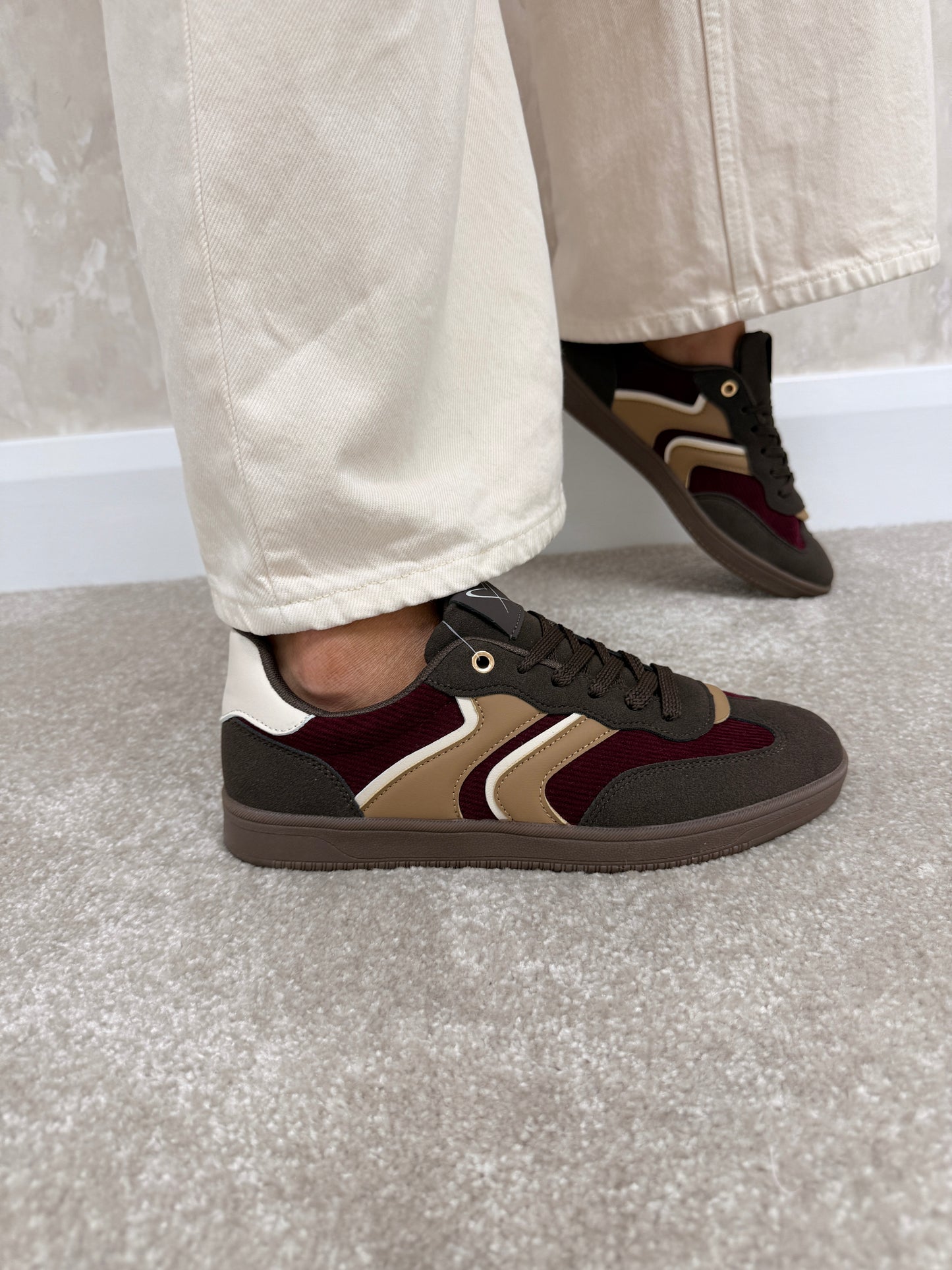 Lunar Jersey Brown Burgundy Trainers
