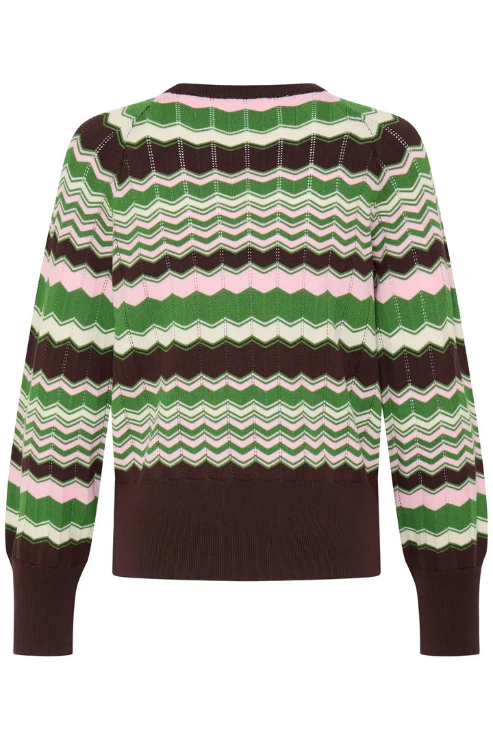 Morla Pointelle Jumper Green Zig Zag