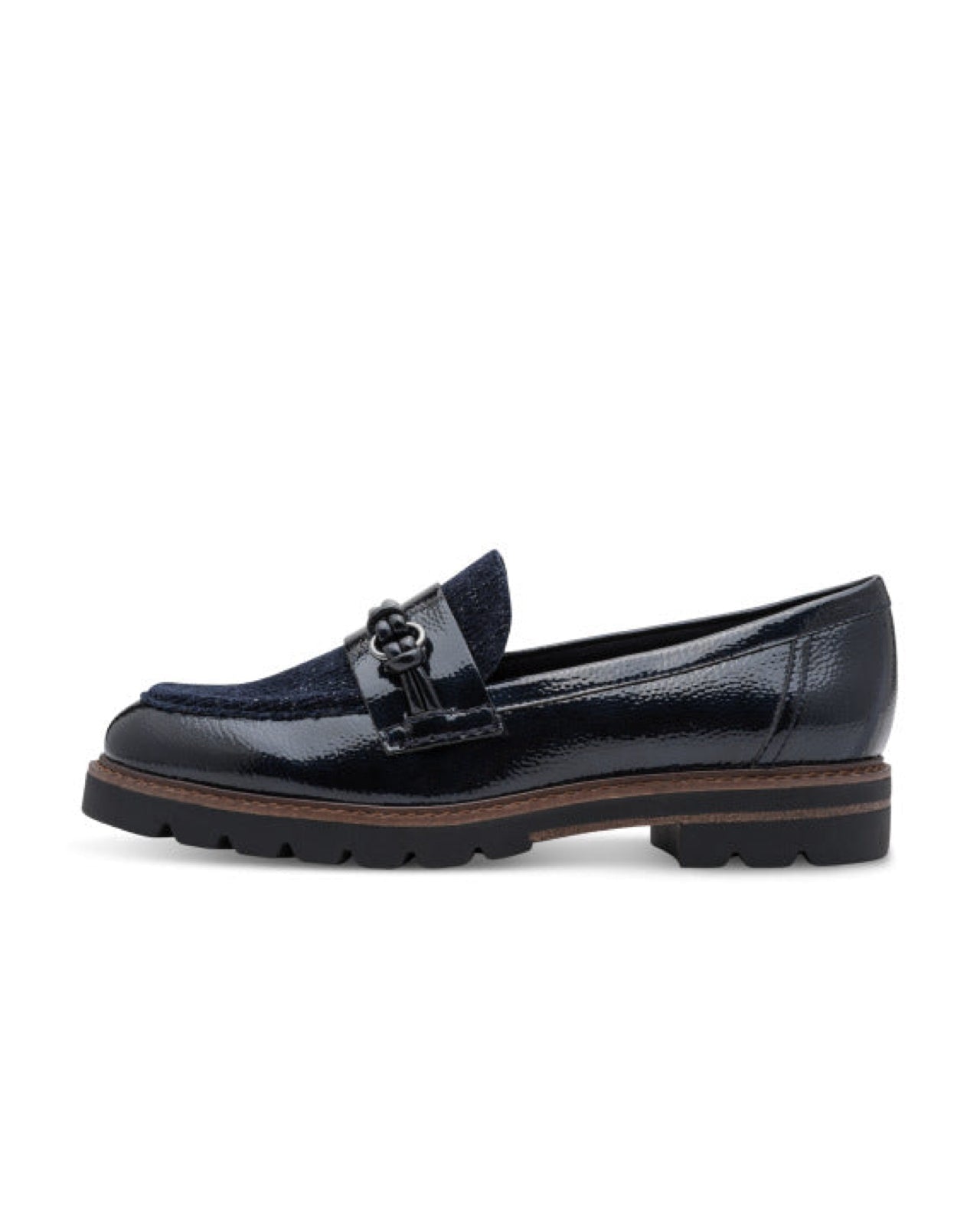 Navy Patent Loafers