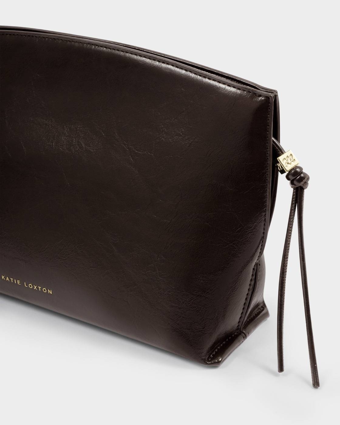 KLB4734 Freya Patent Crackle Clutch Bitter Chocolate