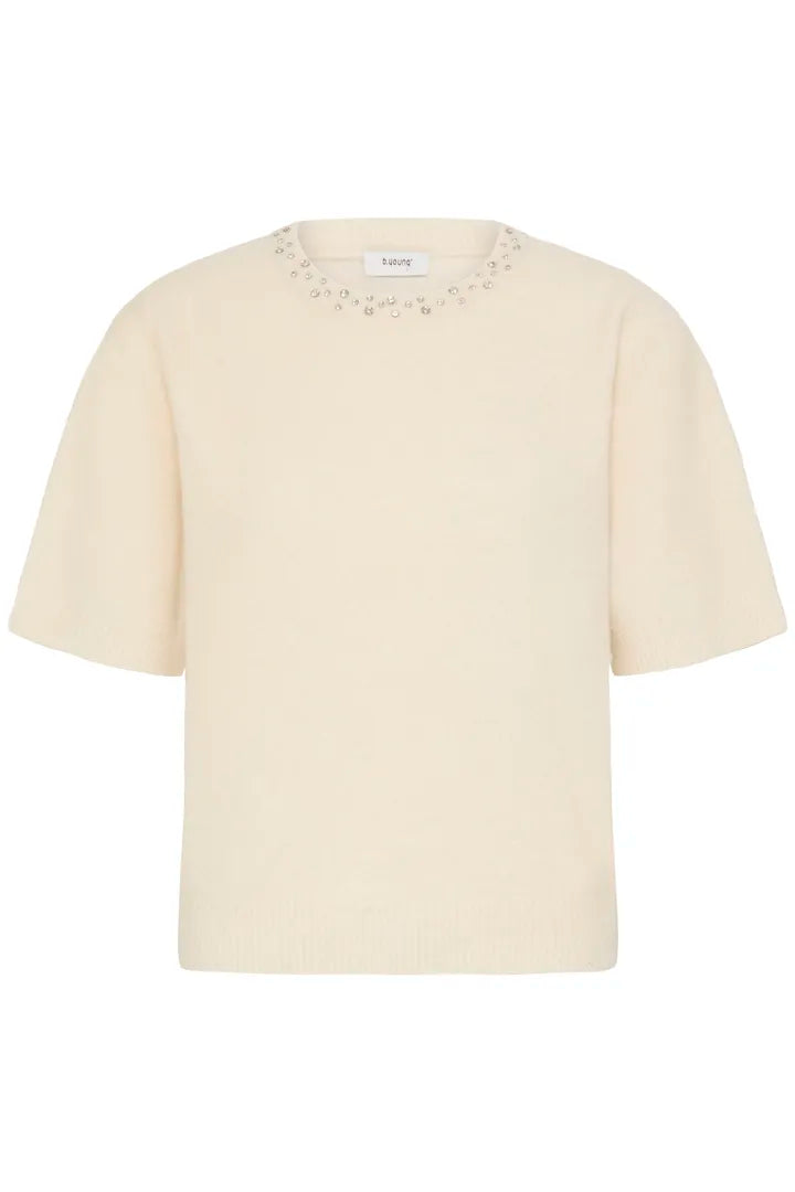 Omea Rhinestone SS Jumper Cream