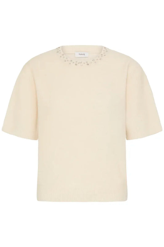 Omea Rhinestone SS Jumper Cream