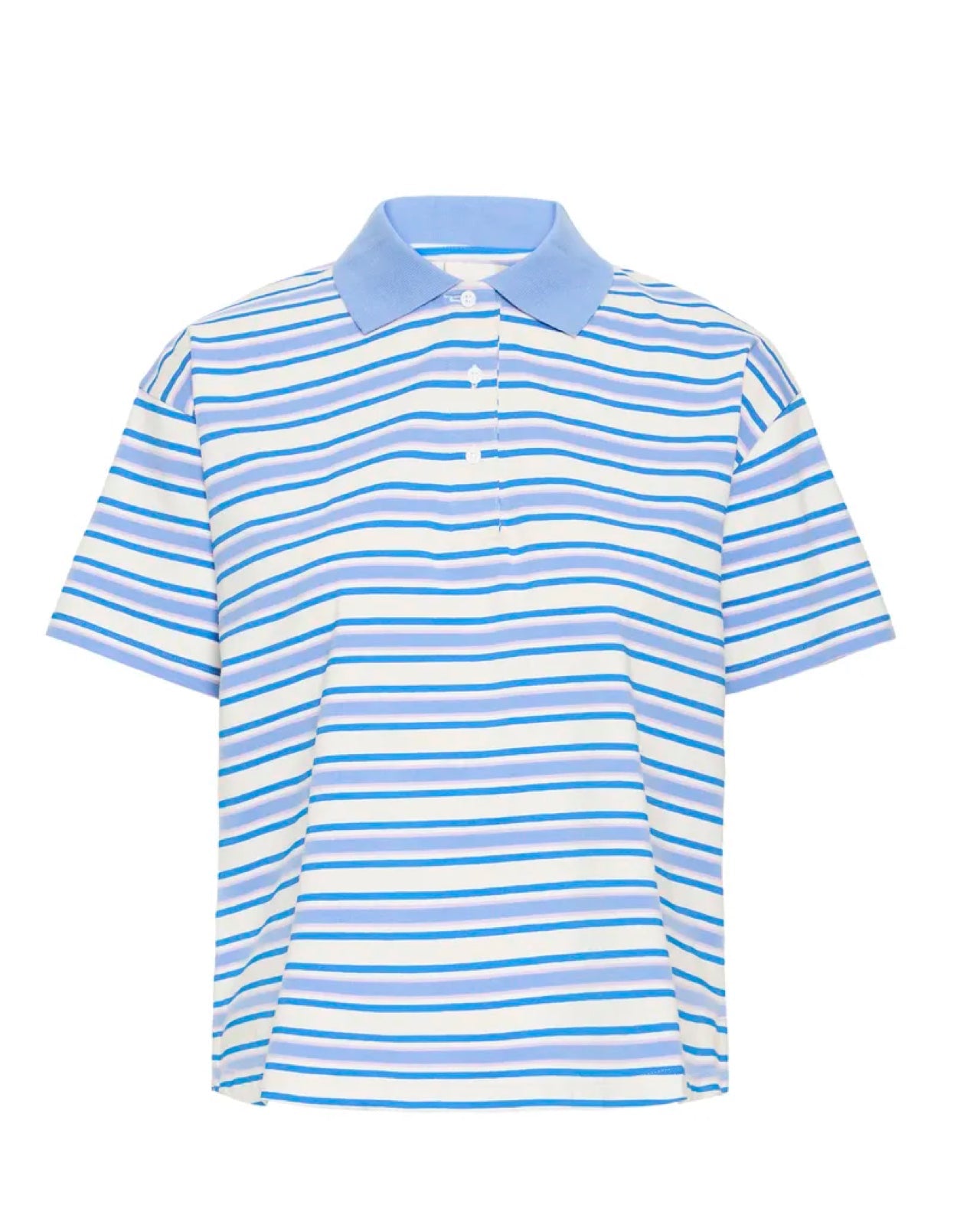 Mira Polo Blue Stripe Top