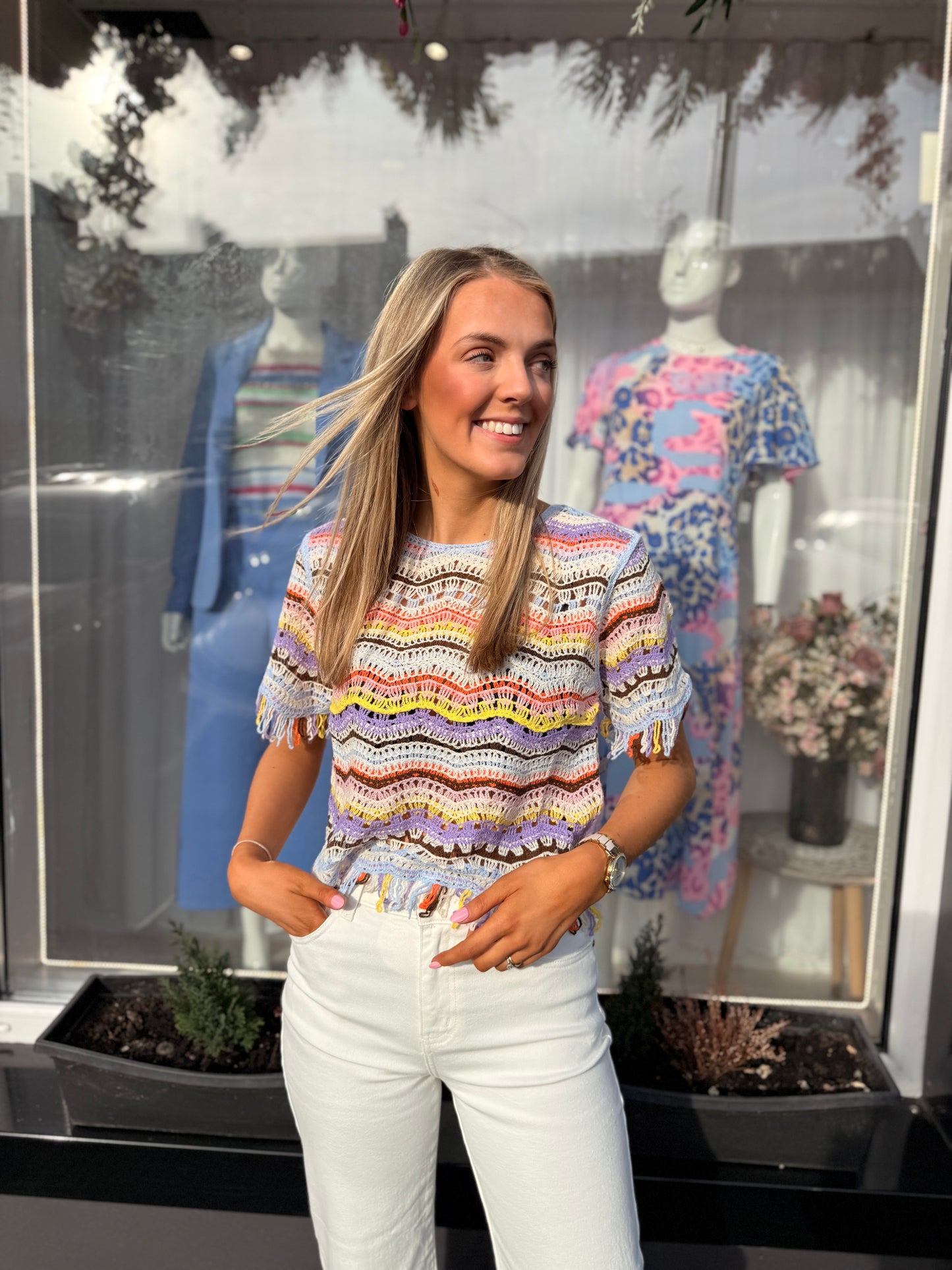 Multicolour Stripe Crochet top
