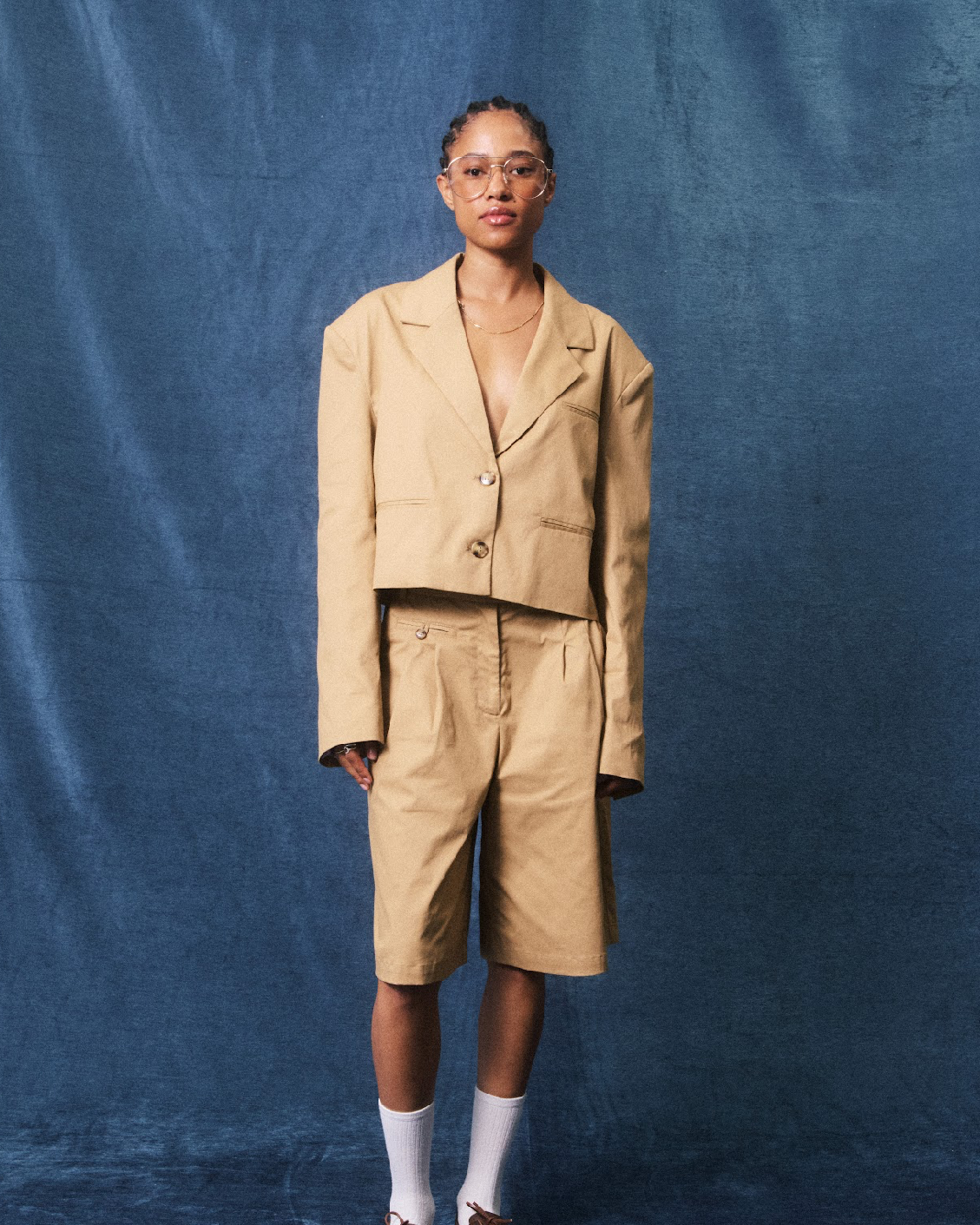 Camel Cropped Blazer