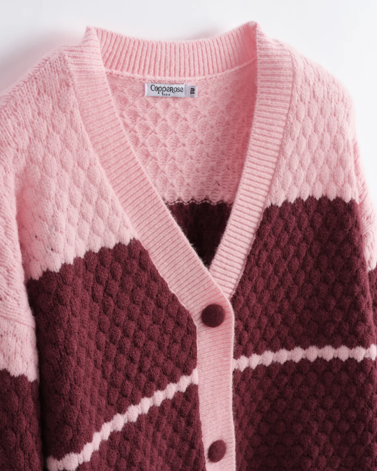 Colourblock Cardigan Burgundy/Pink