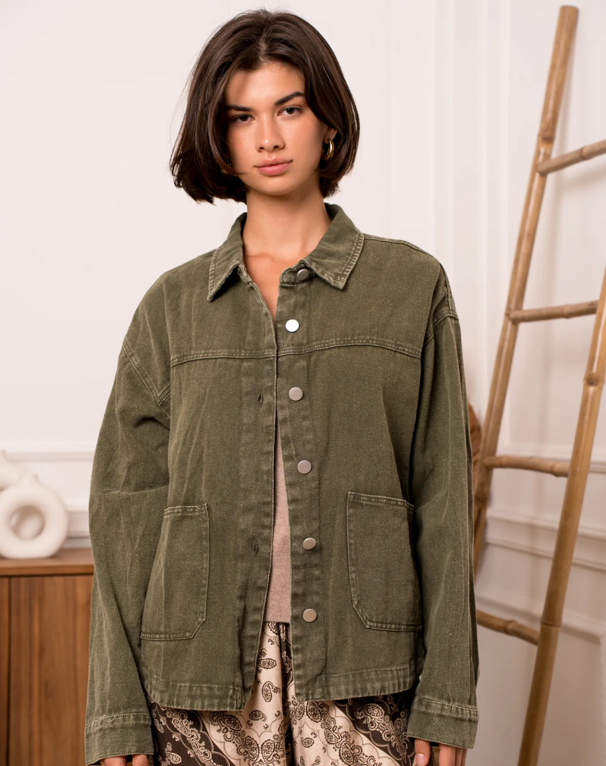 Green Soft Denim Jacket