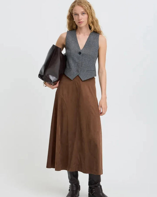 Rosetta Suede Midi Skirt