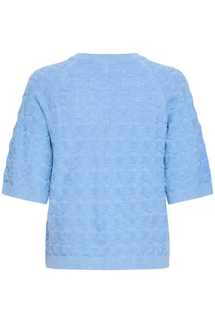 Morla Pointelle T Shirt Blue