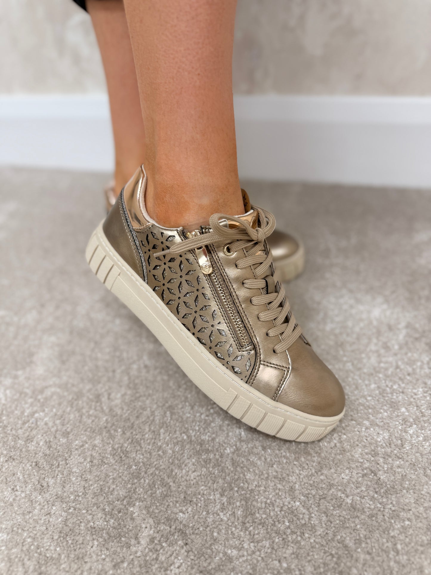 Dark Gold Comb Trainers