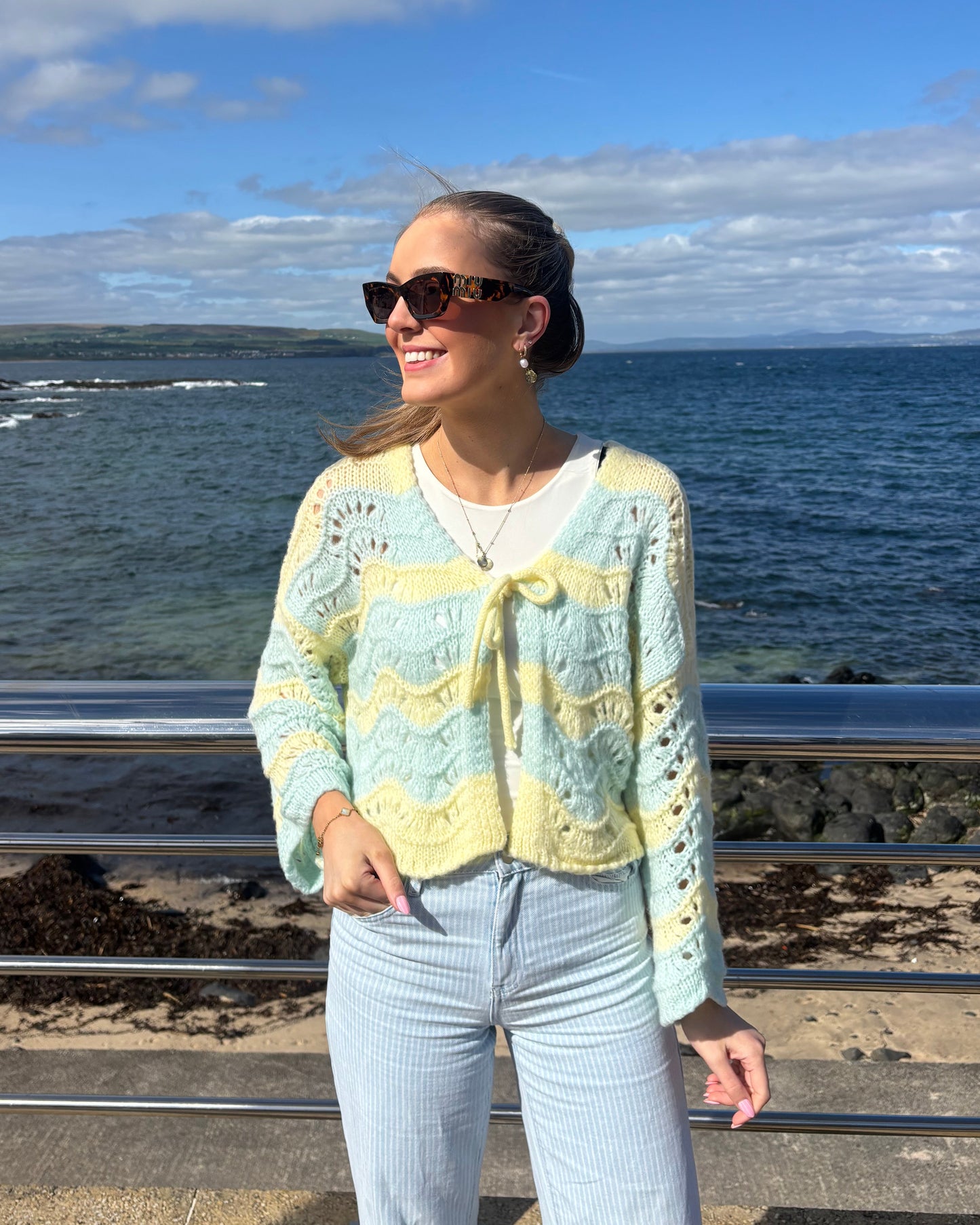 Lemon Blue Bow Cardigan