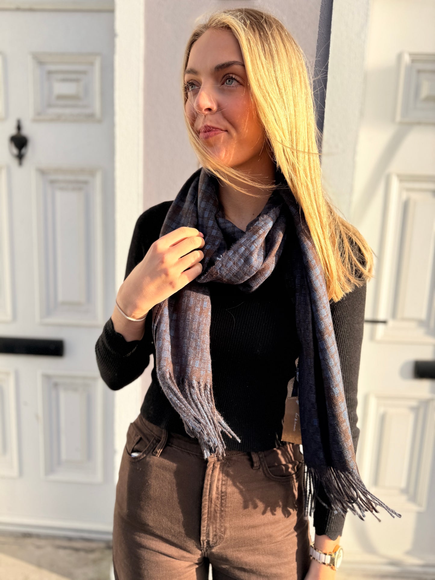 Brown Blue Scarf