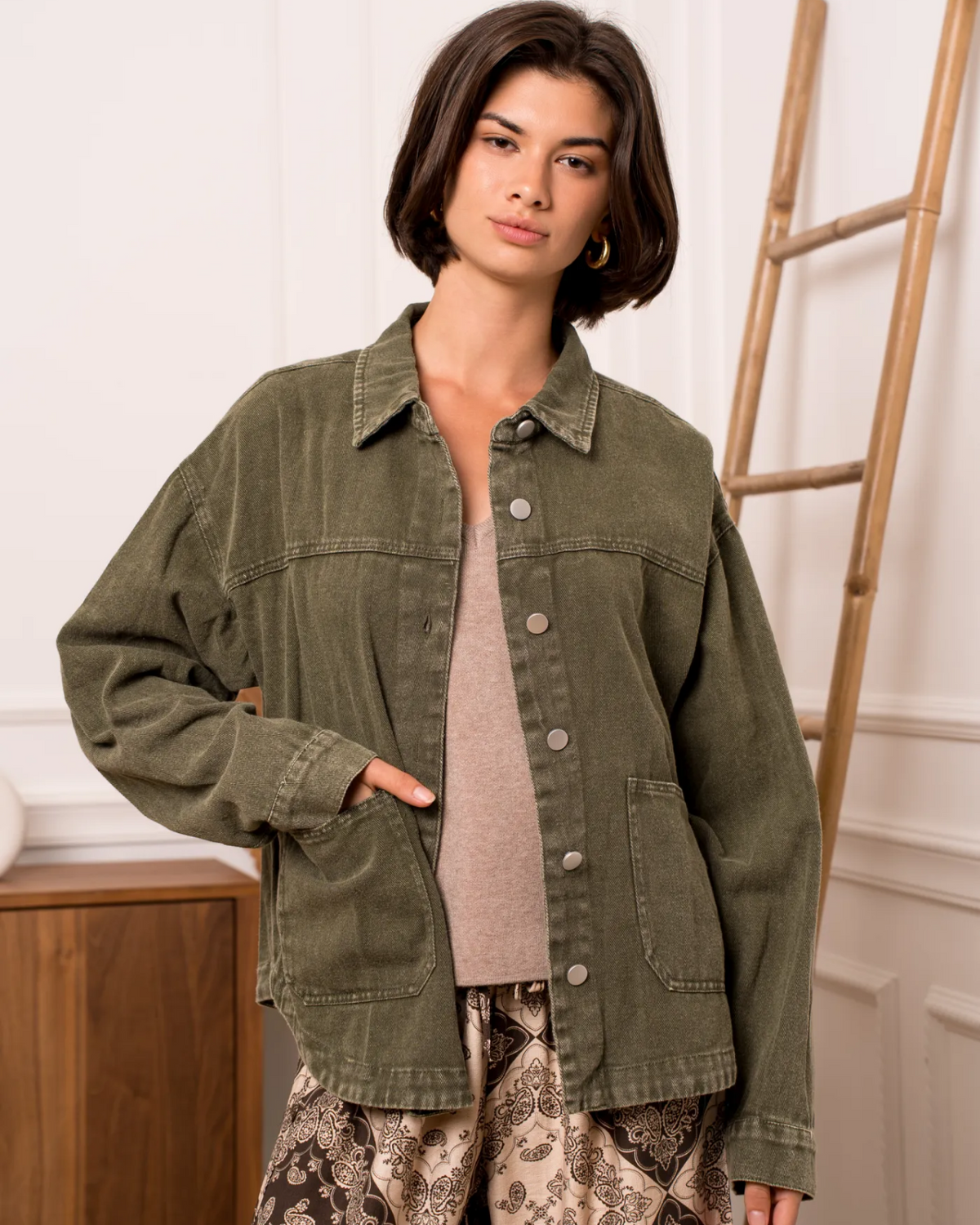 Green Soft Denim Jacket