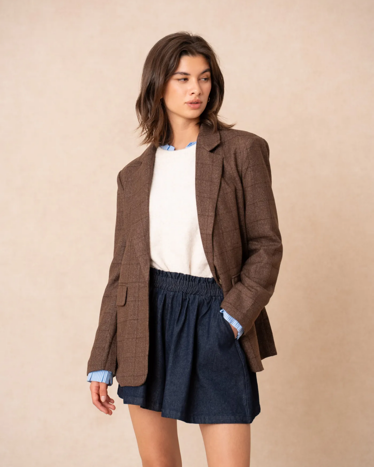 Brown Heritage Check Blazer