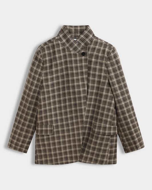 Harlow Funnel Neck Checkered Blazer