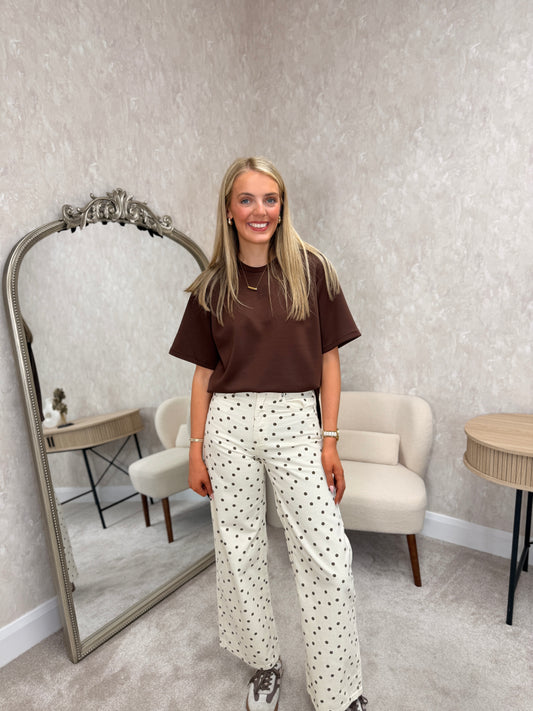 Cream/Brown Polka Dot Jeans