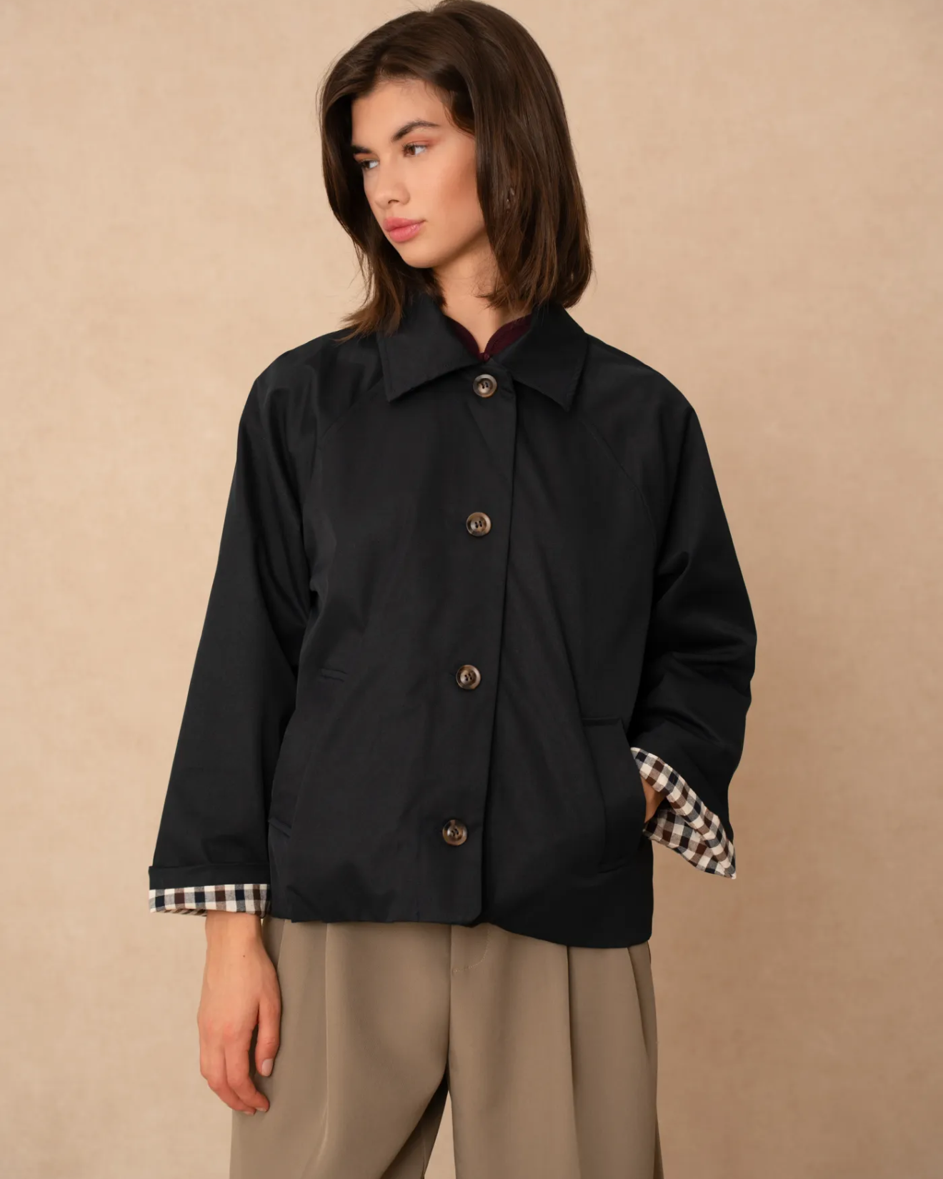 Short Trench Coat Navy
