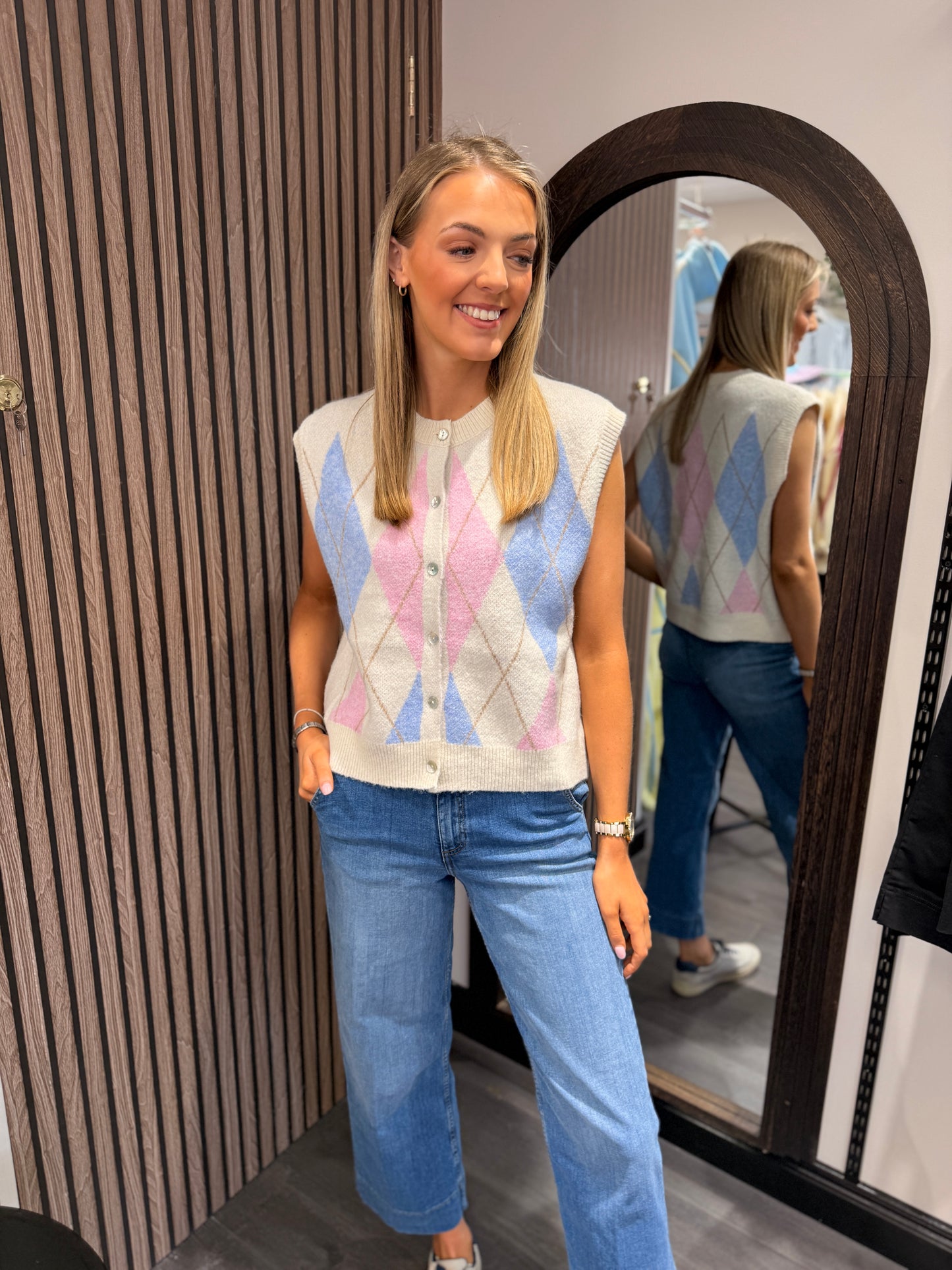 Argyle Cream Waistcoat 2048