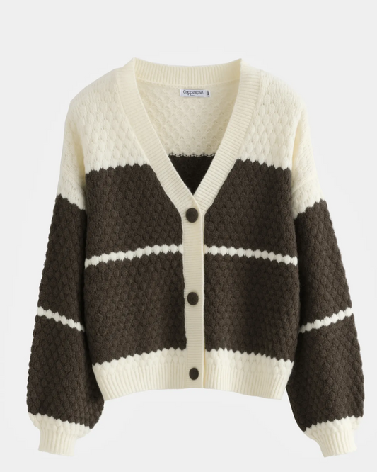 Colourblock Cardigan Brown/Cream
