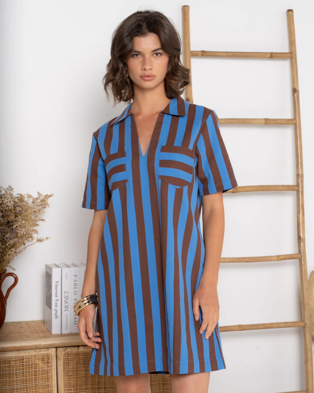 Soft Denim Dress Blue/Brown
