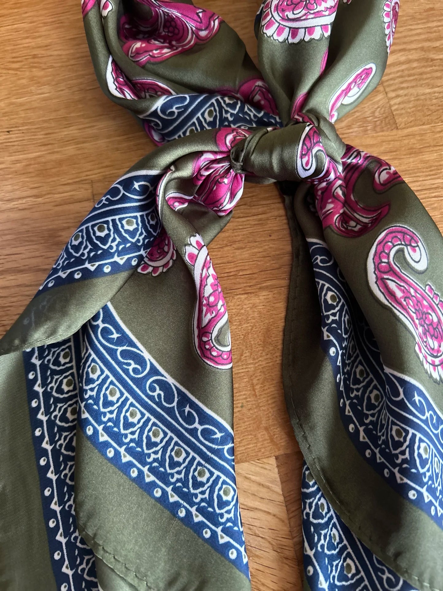 LOTTA Moss Green Raspberry Navy Scarf