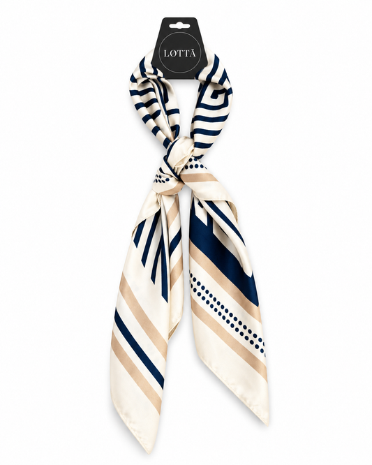 LOTTA Navy and Cream Neck Scarf
