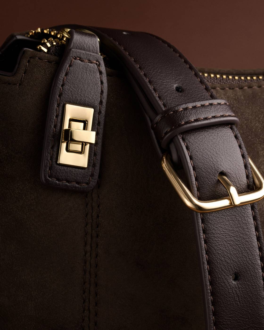 Charlbury suedette crossbody bag chocolate